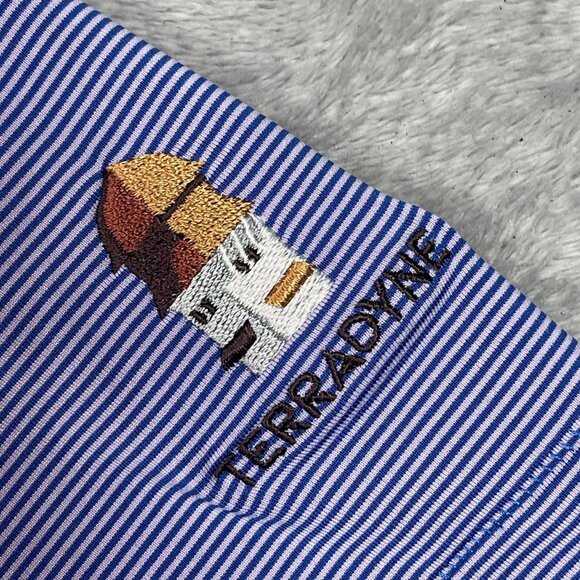 Peter Millar Summer Comfort Terradyne Purple Striped Polo Shirt Mens Size Large - Picture 6 of 8